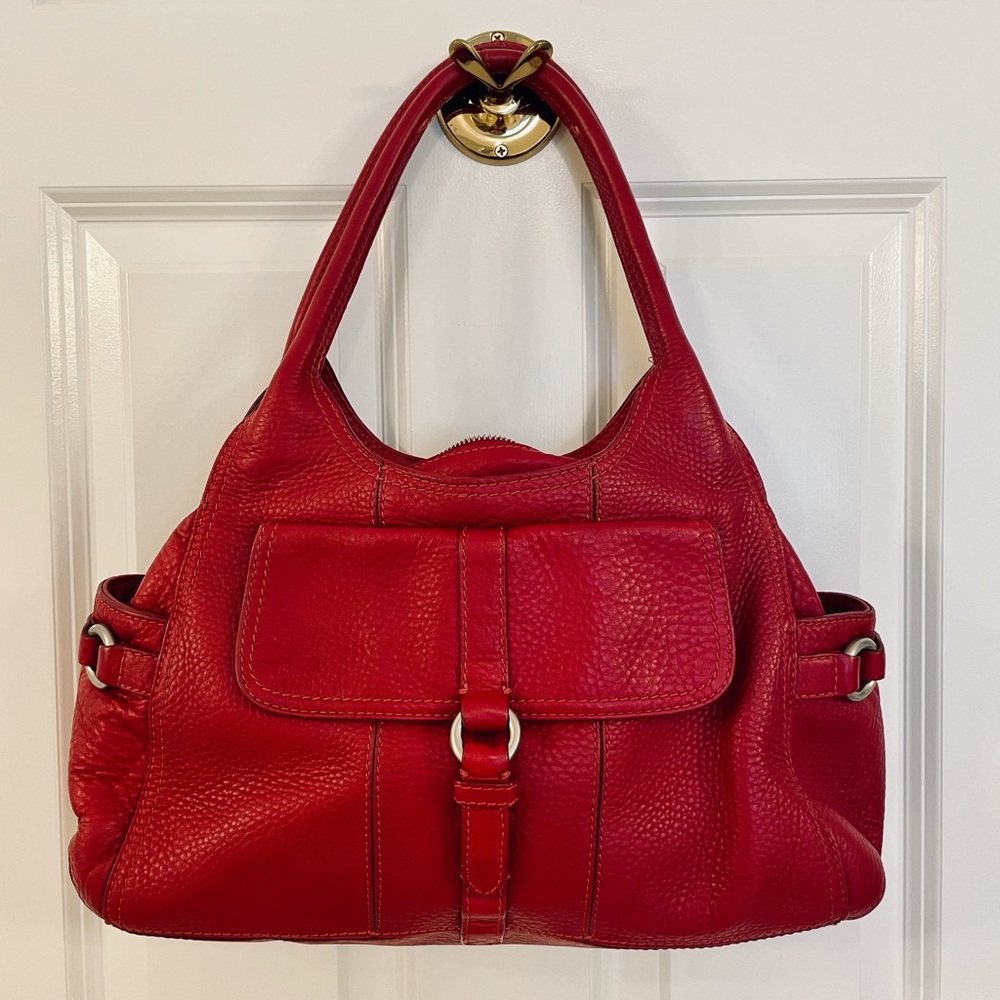 Cole Haan red leather tote bag